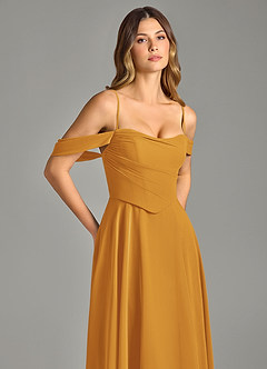 Azazie Chelsey Vestidos de damas de honor Vestido de Caramelo de Gasa de Corte en A Convertible con Vestidos sin tirantes image2