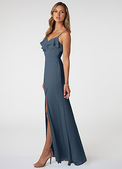 Azazie Natalia Bridesmaid Dresses Neptune A-Line Chiffon Dress image3