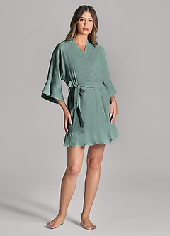 front Matching Color Ruffled Cloud-Soft Robe