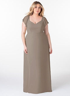 Azazie Syenna Bridesmaid Dresses Taupe A-Line Ruched Chiffon Dress image6
