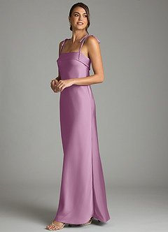 Azazie Ellia Bridesmaid Dresses Wisteria Sheath Bow Stretch Satin Dress image4