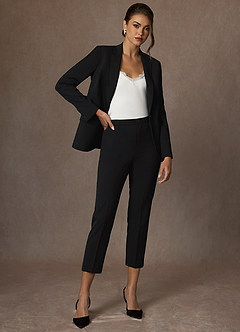front Charlotte Preto Blazer de trama refinada