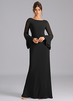 Azazie Leone Bridesmaid Dresses Black Mermaid Corset Chiffon Dress image3