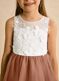 Azazie Lina Flower Girl Dresses Ivory Bronzer Ball-Gown Lace Dress image8