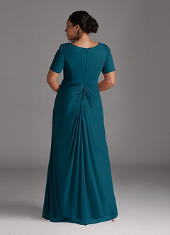 Azazie Bessie Mother of the Bride Dresses Ink Blue A-Line Pleated Mesh Dress image8