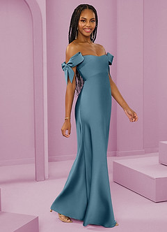 Barbie ♥ Azazie Vestidos de damas de honor Vestido de Bermudas de Satén Elástico de Corte Recto Convertible con Vestidos sin tirantes image1