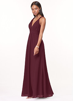 Azazie Maren Bridesmaid Dresses Cabernet A-Line Pleated Chiffon Dress image3