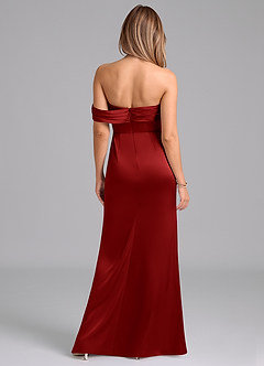 Azazie Lisbeth Robes de demoiselle d'honneur Robe Sirène Convertible en Satin extensible Épaule décolletée Grenade image7