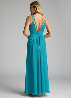 Azazie Maren Allure Bridesmaid Dresses Jade A-Line V-Neck Lace Chiffon Dress image5