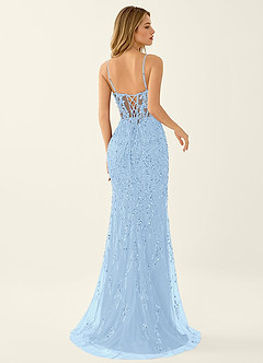 Zivah Sky Blue Beading Corset Lace Up Back Mermaid Prom Dress image2