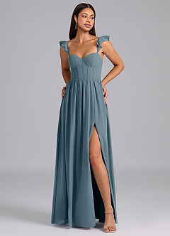 Azazie Denisse Brautjungfernkleider A-Linie Gestreift Chiffon Kleid Zwielichtviolett image1