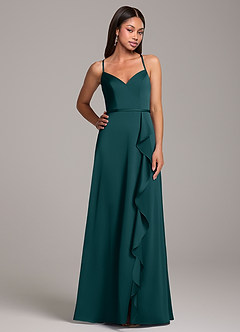 Azazie Naeem Bridesmaid Dresses Pine A-Line Stretch Satin Dress image5
