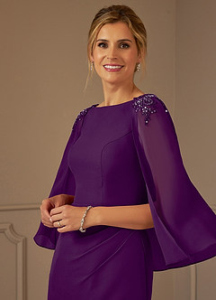 Azazie Carmela Mother of the Bride Dresses Grape Sheath Lace Chiffon Dress image10