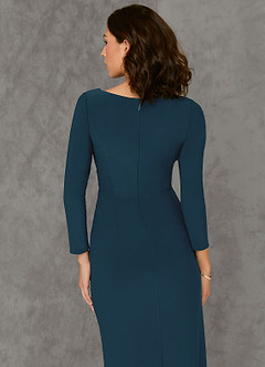 Azazie Safia Schlussverkauf Etui Langarm Luxuriöse Strickwaren Kleid Neptunblau image6