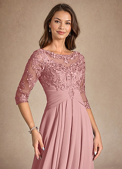 Azazie Marietta vestidos de madre de la novia Vestido Rosa Polvorienta de Encaje de Corte en A image7