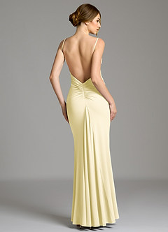 Azazie Jolene Robes de demoiselle d'honneur Robe Sirène en Jersey extensible de qualité supérieure Col Carré Sorbet Citron image5