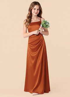 Azazie Renna Junior Robe Sirène en Satin extensible Plissée Cannelle image3