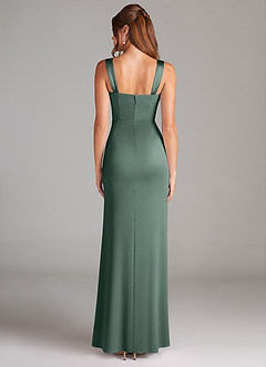 Azazie Denice Bridesmaid Dresses Eucalyptus Sheath Pleated Stretch Satin Dress image2