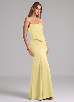 Azazie Ximena Bridesmaid Dresses Lemon Sorbet Mermaid Corset Stretch Satin Convertible Dress image5