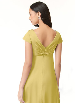 Azazie Allessia Maternity Bridesmaid Dresses A-Line Pleated Stretch Satin Floor-Length Dress image7