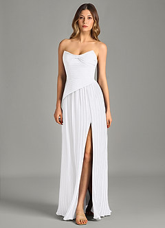 Azazie Becka Bridesmaid Dresses White A-Line Strapless Chiffon Dress image3