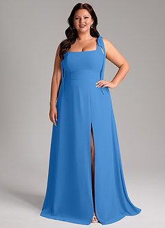 Azazie Debra Abiti da Damigella Abito Convertibile A-Line in Chiffon Con Tasche Blue Jay image1