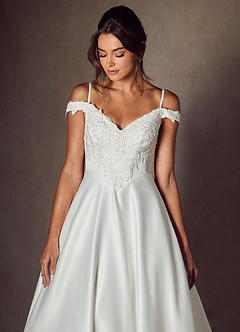 Azazie Kimberlee Wedding Dresses Diamond White Ball-Gown Sweetheart Neckline Lace Dress image7