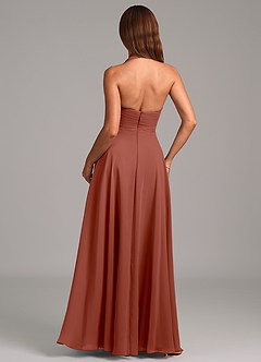 Azazie Elizabeth Bridesmaid Dresses Auburn A-Line Pleated Chiffon Dress image2