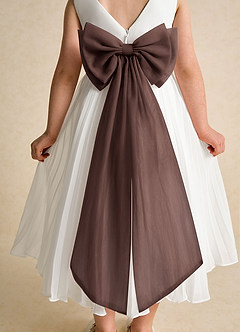 Azazie Margot Flower Girl Dresses Ivory Ganache A-Line Pleated Chiffon Dress image8
