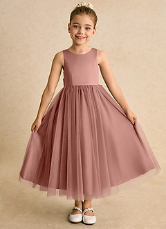 Azazie Solia Flower Girl Dresses Cedar Rose Ball-Gown Bow Tulle Dress image2