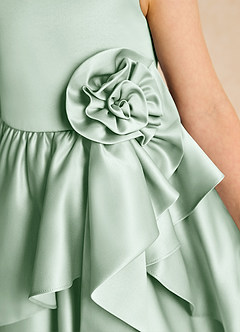Azazie Hermia Flower Girl Dresses Agave A-Line Sleeveless Matte Satin Dress image6