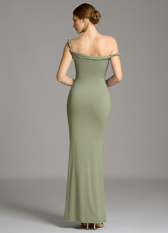 Azazie Shantal Bridesmaid Dresses Pistachio Mermaid Off the Shoulder Premium Stretch Jersey Dress image7