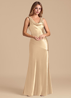 Azazie Rylina 신부 들러리 드레스 인어 메탈릭 새틴 바닥 길이 드레스 image4