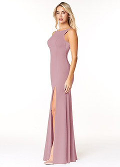 Azazie Rogue Final Sale Vintage Mauve Mermaid Scoop Side Slit Stretch Crepe Dress image3