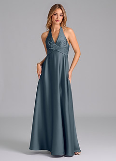 Azazie Tessie Bridesmaid Dresses Twilight A-Line Pleated Stretch Satin Dress image5