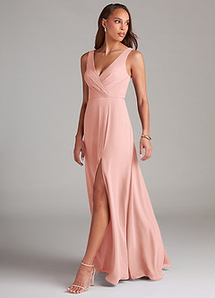 Azazie Nelly Bridesmaid Dresses Rosette A-Line Pleated Chiffon Dress image4