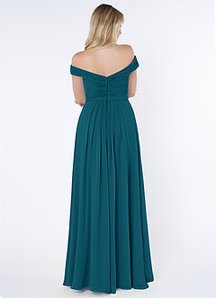 Azazie Audrianna Bridesmaid Dresses Ink Blue A-Line Off-The-Shoulder Gathered Chiffon Convertible Dress image3