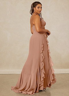 Christian Siriano Bridal for Azazie 1006 Bridesmaid Dresses Champagne Rose Mermaid Ruched Chiffon Dress image9