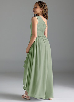 Azazie Mathilda Junior Dusty Sage A-Line Pleated Chiffon Dress image5