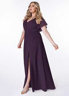 Azazie Rylee Bridesmaid Dresses Plum A-Line Pleated Chiffon Dress image8