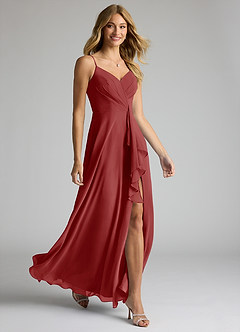 Azazie Akita Bridesmaid Dresses Rust A-Line Chiffon Dress image2