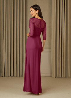 Azazie Zolla Mother of the Bride Dresses Mulberry A-Line Lace Chiffon Dress image4