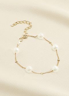 front Pearl And Gold Chain Jewelry Set