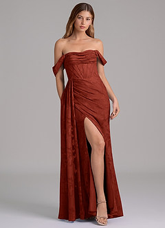 Azazie Amyra Vestidos de damas de honor Vestido de Terracota de Devorado Floral de Corte Sirena Convertible con Vestidos sin tirantes image3