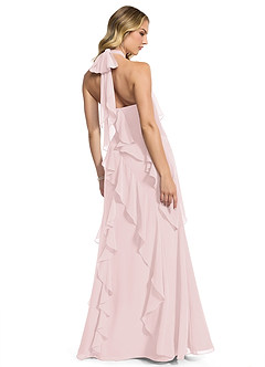 Azazie Velma Bridesmaid Dresses Blushing Pink A-Line Side Slit Chiffon Dress image2