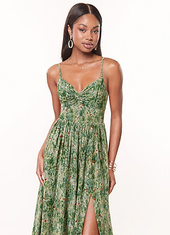 Azazie Zeya Bridesmaid Dresses Meadow Bloom A-Line V-Neck Pleated Chiffon Dress image5