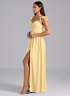 Azazie Denisse Robes de demoiselle d'honneur Robe Trapèze en Mousseline de soie Drapé Beurre image3