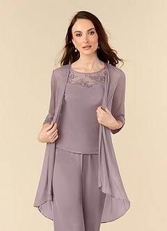 Azazie Frances Mother of the Bride Dresses Dusk Jumpsuit/Pantsuit Scoop Mesh Dress image5