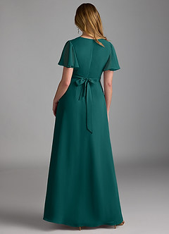 Azazie Zaniah Bridesmaid Dresses Peacock A-Line Chiffon Dress image2
