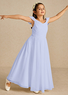 Azazie Chelle Abiti da Ragazza di Fiori Abito A-Line in Chiffon Plissettato Lavanda image3